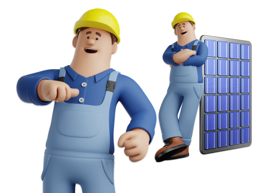 Solar Worker Cartoon Character